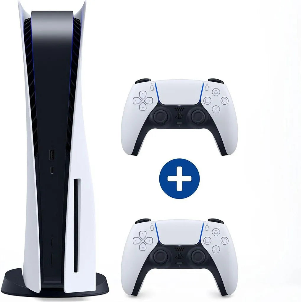 Sony PlayStation 5 Disk Edition Bundle – Spielkonsole 4K Blu-Ray, 120fps + 2x DualSense Controller