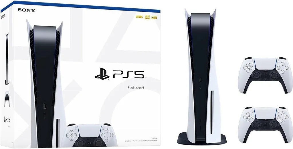 Sony PlayStation 5 Disk Edition Bundle – Spielkonsole 4K Blu-Ray, 120fps + 2x DualSense Controller