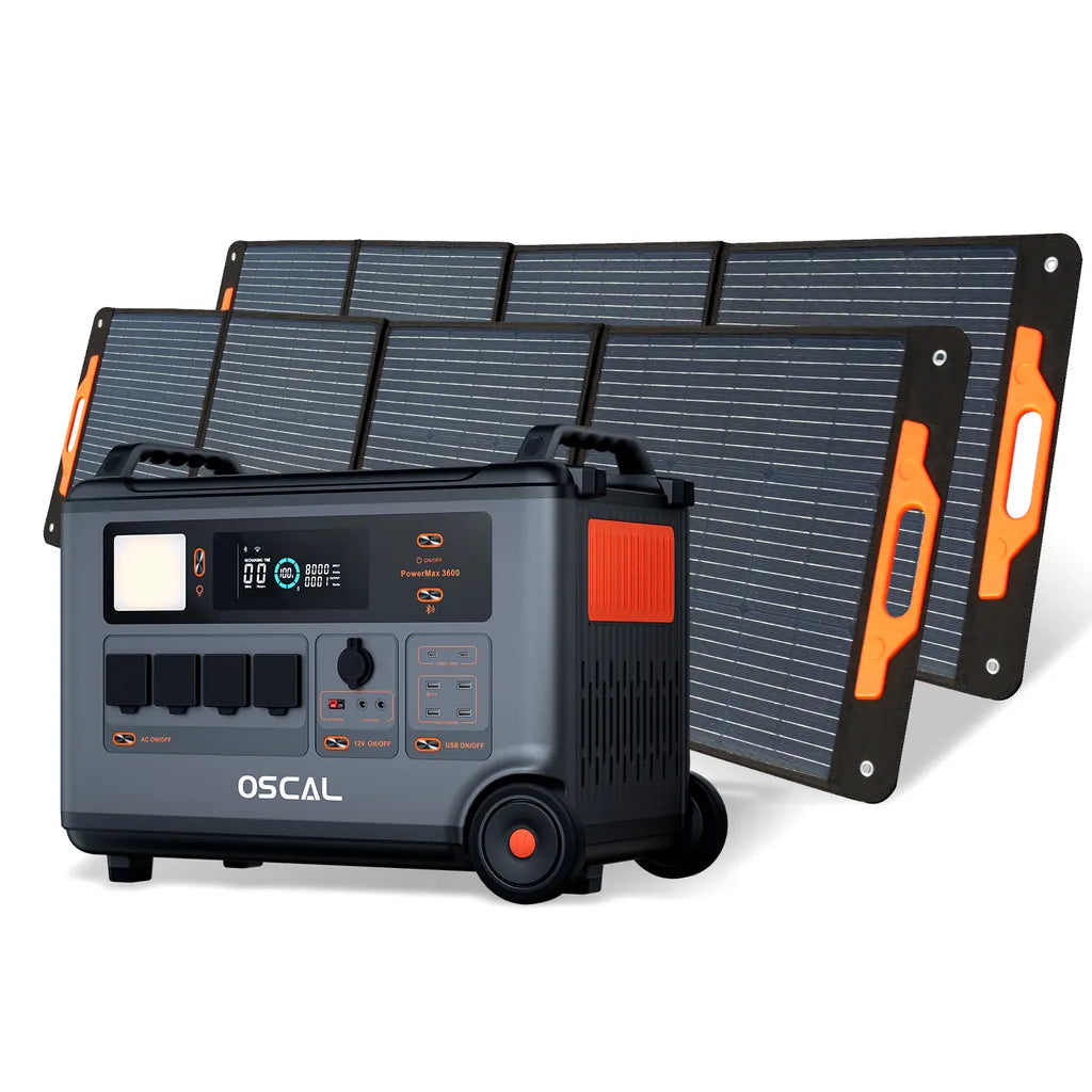 OSCAL PowerMax 3600W Powerstation + 2x 200W Solarpanel